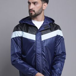 HOUSE OF VEDAS Colourblocked Windcheater and Water Resistant Outdoor Biker Jacket-picture-5