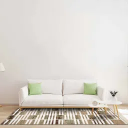 sapana carpet-mats Cream & Beige Abstract Polyester 4 x 6 Feet Machine Made Carpet image 1