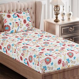 SEJ by Nisha Gupta Floral 144 TC Single Bedsheet with 1 Pillow Cover-picture-36