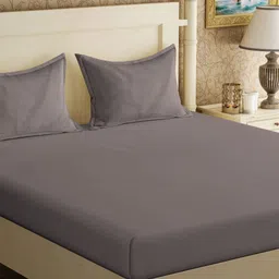 KLOTTHE Grey 130 GSM 300TC Double Bedsheet & Pillow Covers-image-28
