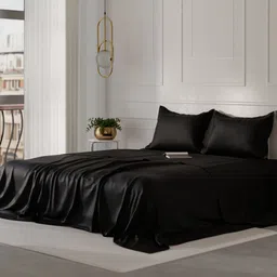 Stoa Paris Date Night Collection Black 300TC King Bedsheet with 2 Pillow Covers-picture-6