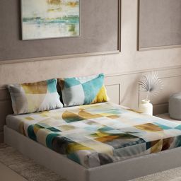 DDecor Live Beautiful Blue & White Printed 145 TC King Bedsheet With 2 Pillow Covers-picture-21