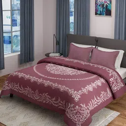 Saral Home Maroon Ethnic Motifs Cotton 210 TC King Bedsheet with 2 Pillow Covers-image-45