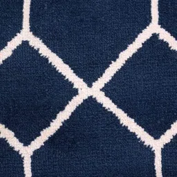 saral home Blue Geometric Microfibre 5 ft x 7 ft Machine Made Carpet image 4