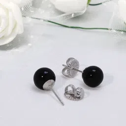 GIVA 925 Sterling Silver Rhodium Plated Black Pearl Earrings-picture-37