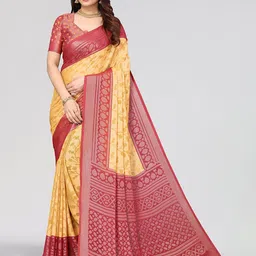 Winza Designer Floral Poly Chiffon Venkatgiri Saree With Blouse Piece-image-74