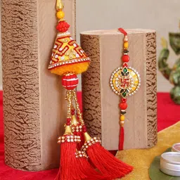 TIED RIBBONS 2 Red Handcrafted Premium Bhaiya Bhabhi Rakhi with Card & Roli Chawal-picture-13