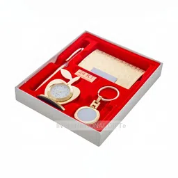 INTERNATIONAL GIFT 4-Pcs Gold-Plated Pen, Card Holder, Clock With Keyring Home Gift Sets-image-4