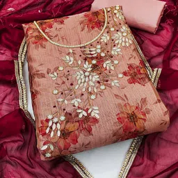 KALINI Floral Printed Beads and Stones Unstitched Dress Material-picture-24