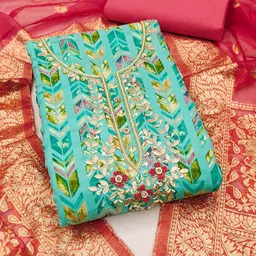 KALINI Printed Embellished Unstitched Dress Material-picture-10