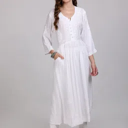 KHAKA Floral Embroidered Chikankari Anarkali Kurta With Trouser-picture-19