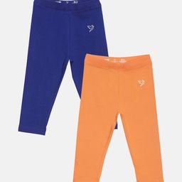 TWIN BIRDS Girls Pack Of 2 Solid Pure Cotton Three Fourth-Length Leggings-picture-6