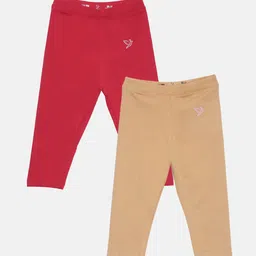 TWIN BIRDS Girls Pack Of 2 Solid Pure Cotton Three Fourth-Length Leggings-picture-10