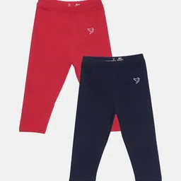 TWIN BIRDS Girls Pack Of 2 Solid Pure Cotton Three Fourth-Length Leggings-picture-42
