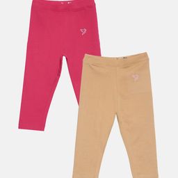 TWIN BIRDS Girls Pack Of 2 Solid Pure Cotton Three Fourth-Length Leggings-picture-10