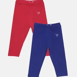 TWIN BIRDS Girls Pack Of 2 Solid Pure Cotton Three Fourth-Length Leggings-picture-44