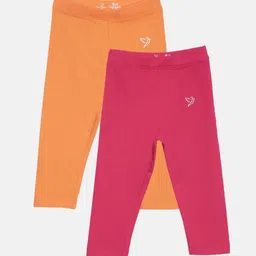 TWIN BIRDS Girls Pack Of 2 Solid Pure Cotton Three-Fourth Length Leggings-picture-45