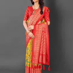Mitera Floral Zari Pochampally Saree-image-89