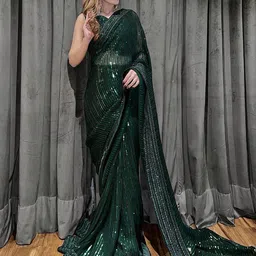 Anouk Embellished Sequinned Pure Georgette Saree-image-72