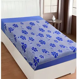 Supreme Home Collective Blue & Grey Floral Microfiber 144 TC Single Bedsheet-image-46