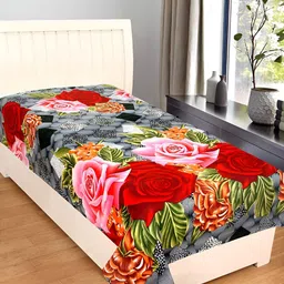 Supreme Home Collective Grey & Red Floral Microfiber 144 TC Single Bedsheet-image-98