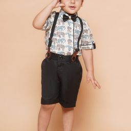 Aj DEZInES Boys Printed Shirt with Shorts Cap & Suspenders Clothing Set-picture-3