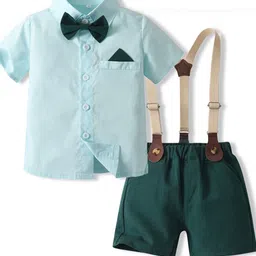 StyleCast x Revolte Boys Green & blue Shirt & Shorts With Suspenders-picture-21