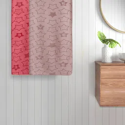 FABINALIV 2-Pcs Pink & Mauve Geometric Printed 350 GSM Cotton Bath Towels-image-23