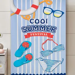 Yellow Bee Girls Blue & Red Beach Summer Printed 250 GSM Bath Towels image 1
