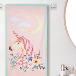 Yellow Bee Girls Pink & Yellow Unicorn Printed 250 GSM Bath Towels-picture-40