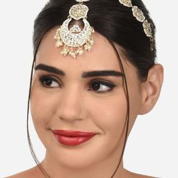 Zaveri Pearls Gold-Plated Kundan Studded & Beaded Mathapatti-picture-26