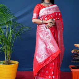 Royal Rajgharana Saree Floral Woven Design Zari Pure Silk Banarasi Saree-picture-27