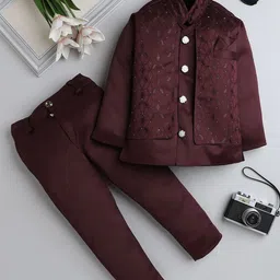 BAESD Boys Embroidered Kurta &Trousers With Jacket-picture-58