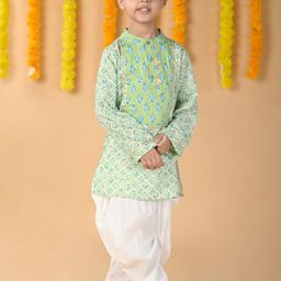 Budding Bees Ethnic Motifs Printed Gotta Patti Pure Cotton Straight Kurta with Dhoti Pants-picture-5