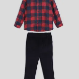 Somersault Boys Checked Pure Cotton Shirt with Trousers image 1
