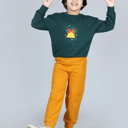 AWW HUNNIE Boys Green & Mustard Printed T-shirt with Trousers-image-38