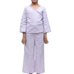 BAESD Girls Checked Pure Cotton Top With Trousers-picture-26