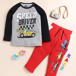 YK Boys Printed Round Neck Long Sleeves Pure Cotton T-shirts with Trousers-picture-10