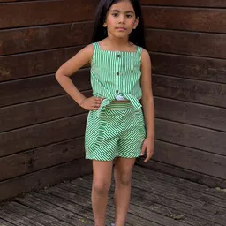 Fairies Forever Girls Striped Pure Cotton Top With Shorts-picture-44