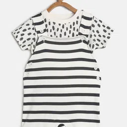 MINI KLUB Boys Black & White Printed T-shirt with Dungaree-image-25