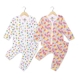 The Mom Store Kids Multicoloured Set Of 2 Printed Cotton Night Suit-picture-18