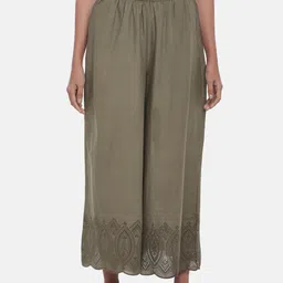 RANGMANCH BY PANTALOONS Women Charcoal Embroidered Flared Ethnic Palazzos-image-61