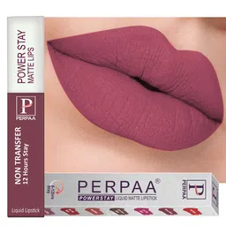 PERPAA Power Stay Non Transfer 12 Hours Stay Matte Liquid Lipstick 5 ml - Mauve 23-picture-12