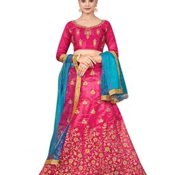 MANVAA Ethnic Motif Embroidered Semi-Stitched Lehenga & Unstitched Blouse With Dupatta-picture-33