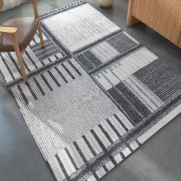 Ivory Abstract Wool 6 ft X 9 ft Hand Tufted Rectangle Carpet-image-47