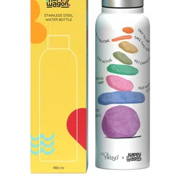 happywagon White & Lavender UV Printed Stainless Steel Balance it Out Water Bottle 980 Ml-picture-28