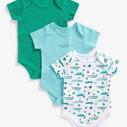 mothercare Infant Boys Pack of 3 Printed Pure Cotton Bodysuits-picture-49