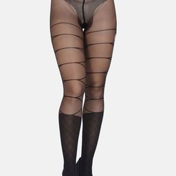 mod & shy Women Black Self DesignStockings-picture-5