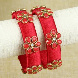 Asthetika Kids Girls Set Of 2 Kundan Studded Bangle-image-66