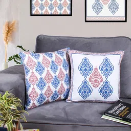 STITCHNEST Red & White 2 Pieces Ethnic Motifs Square Cushion Covers-picture-35